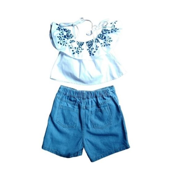 New Little Girls Summer Outfit Top & Shorts - Picture 4 of 6
